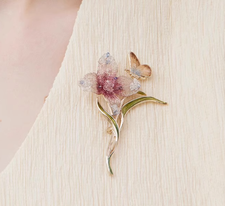 Masura刺绣花朵轻奢胸针高档精致时尚胸花别针高级感配饰节日礼物