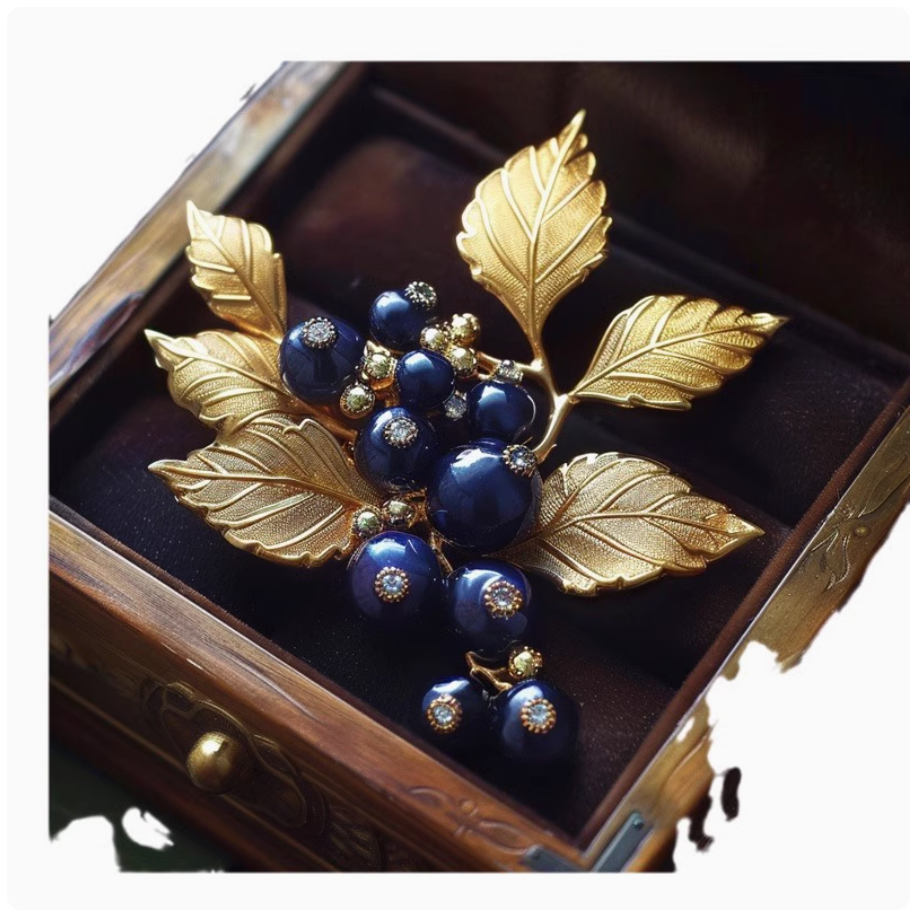 灵心珠宝 蓝莓胸针新中式国潮国风胸针 清新气质汉服旗袍配饰胸花