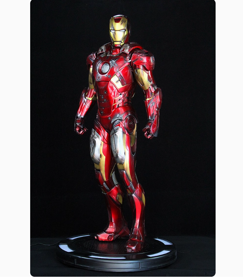 美漫影视复仇者联盟1/2超大比例1米钢铁侠战损GK手办模型雕像摆件